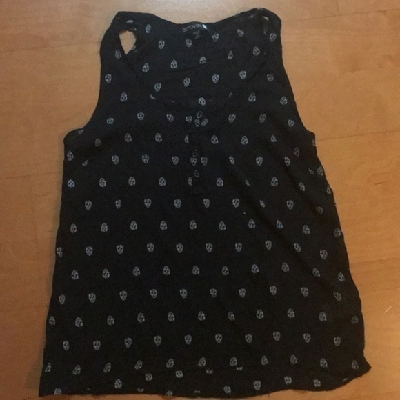 Black Cotton on Mini Skulls‎ Top XS - Picture 2 of 5